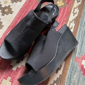 Eileen Fisher fabric front peep toe sling back platform sandal 10
